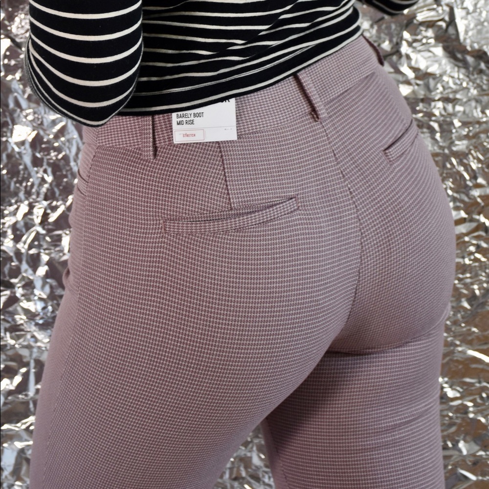 express pink houndstooth trousers